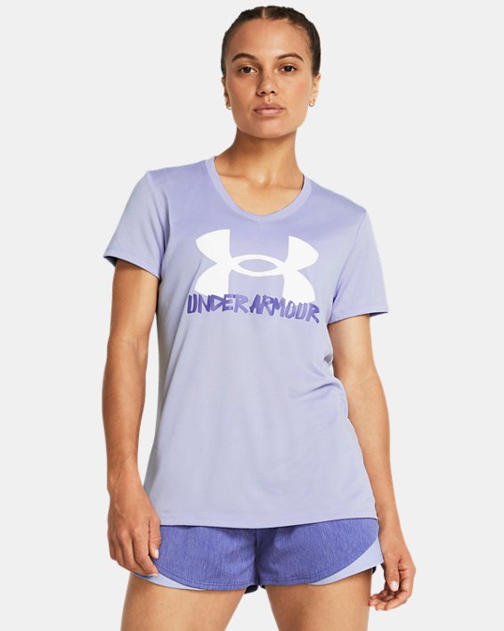 Women's UA Tech™ Marker Short Sleeve, Purple, pdpMainDesktop image number 0